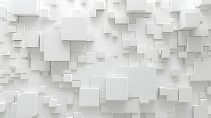 Poster - Abstract white geometric background with varying cube sizes creating depth and texture