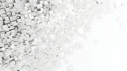 Poster - Abstract composition of floating white cubes creating a dynamic visual effect on a light background