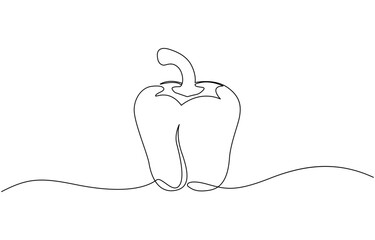 Aufkleber - Continuous one line drawing of Sweet pepper bell pepper line art vector sketch illustration design, Capsicum continuous one line art drawing of vector illustration.