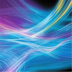 Wall Mural - Vibrant abstract light trails in blue and purple