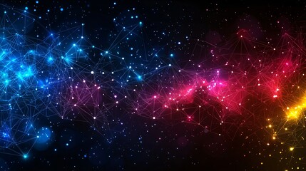Colorful nebula space network connection background