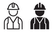© Design Point - Construction worker with safety helmet vector icon . contractor supervisor . construction site .