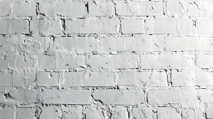 Poster - Textured white brick wall with peeling paint, showcasing urban decay and minimalism