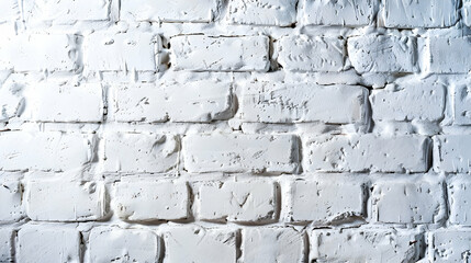 Poster - Textured white brick wall with uneven surface and subtle shadows, ideal for backgrounds