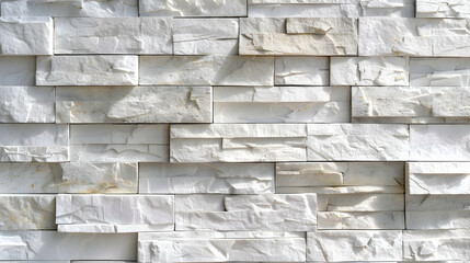 Poster - Textured white stone wall with varying shades and patterns, suitable for interior design backgrounds