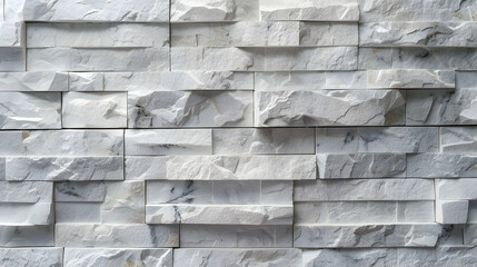 Poster - Textured white stone wall with layered design, ideal for interior decoration and backgrounds