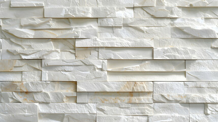 Poster - Textured white stone wall with varying layers and shadows, ideal for interior design projects