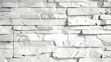 Poster - Textured white stone wall with layered design, suitable for interior decoration and backgrounds