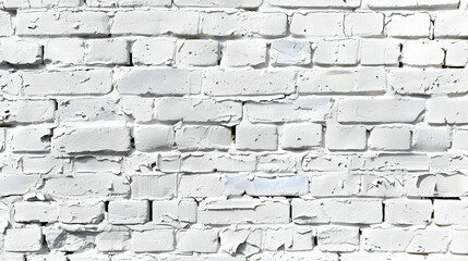 Poster - Textured white brick wall with uneven surfaces and subtle color variations, ideal for backgrounds (1)
