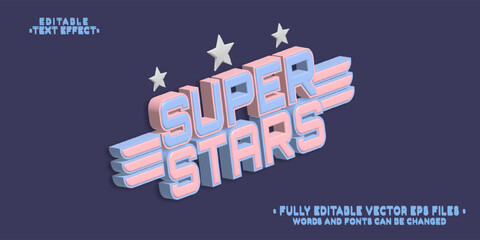 Poster - 3d inflate super stars text effect