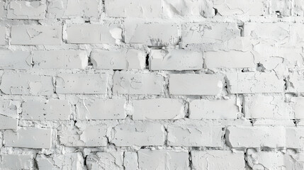 Poster - Textured white brick wall with peeling paint, showcasing urban decay and potential for design use (1)
