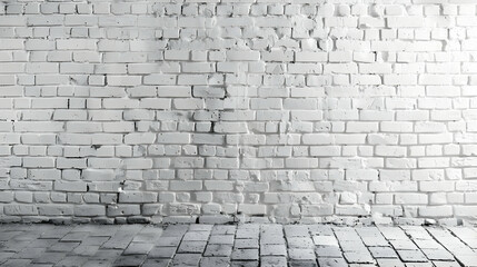 Poster - White brick wall with subtle texture and shadows, ideal for backgrounds or displays