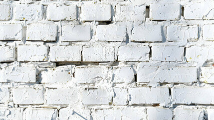 Poster - White brick wall with textured surface, natural light highlighting imperfections, suitable for backgrounds