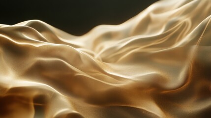 Poster - abstract golden fabric waves creating a flowing and elegant background concept