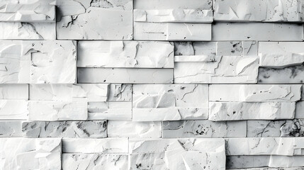 Poster - Textured white marble wall with varying shapes and shadows, showcasing modern design elements