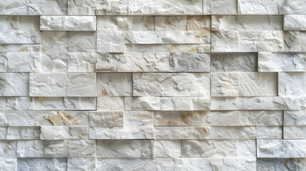 Poster - Textured white stone wall with varying shapes and sizes, creating a modern aesthetic backdrop