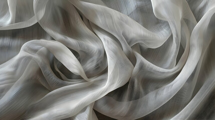 Poster - Soft, flowing white fabric draped elegantly, creating a serene and calming atmosphere