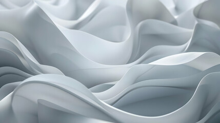 Poster - Abstract wave patterns in soft white fabric, creating a serene and calming atmosphere