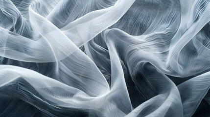 Poster - Ethereal white fabric gracefully flowing and intertwining, creating a soft and delicate texture