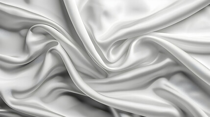 Poster - Soft, flowing white satin fabric draped elegantly, creating smooth textures and shadows