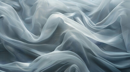 Poster - Soft, flowing fabric draped elegantly, creating gentle waves in a serene, light-filled space