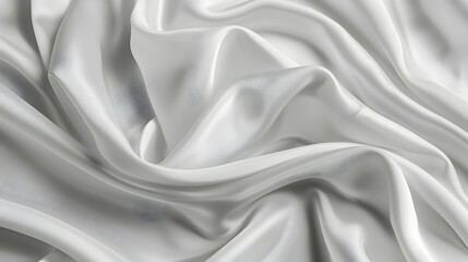 Poster - Smooth white satin fabric draped elegantly, showcasing soft folds and subtle sheen