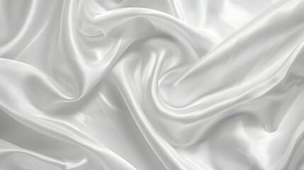 Poster - Smooth, luxurious white satin fabric draping elegantly with soft folds and subtle sheen