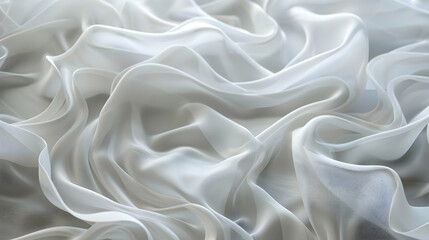 Poster - Soft, flowing white fabric draped elegantly, creating a serene and calming atmosphere (1)