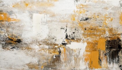 Wall Mural - textured abstract painting with gold, white, and black brushstrokes, modern wall art for home or office, minimalist aesthetic

