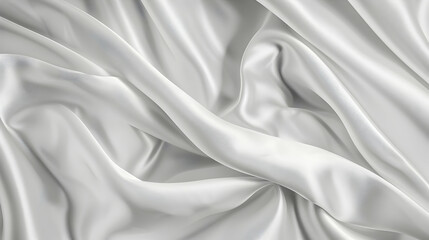 Poster - Elegant white silk fabric draped softly, creating gentle waves and shadows, suitable for backgrounds