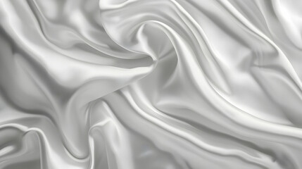 Poster - Elegant white satin fabric draping gracefully, showcasing smooth textures and subtle sheen