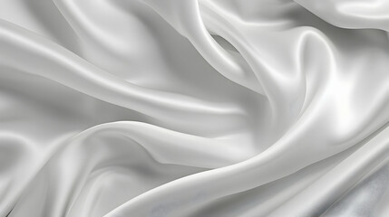 Poster - Luxurious white silk fabric draped elegantly, showcasing soft folds and smooth texture