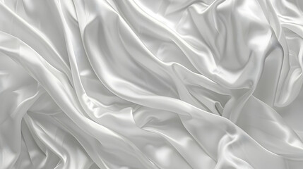Poster - Smooth white silk fabric draped elegantly, creating soft folds and shadows, ideal for backgrounds