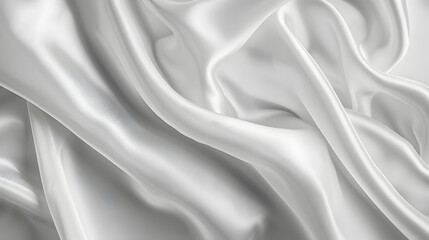 Poster - Soft, flowing white silk fabric creating elegant folds and shadows, ideal for fashion and design