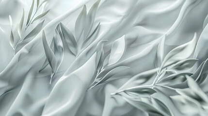 Poster - Soft, flowing fabric with delicate leaves intertwined, creating a serene and elegant atmosphere