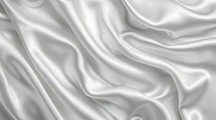 Poster - Smooth, flowing white satin fabric with elegant folds and subtle sheen, ideal for backgrounds