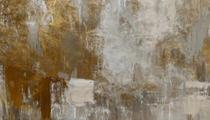 Leinwandbilder - abstract textured painting with gold and gray brushstrokes, modern neutral wall art for home or office interior decor