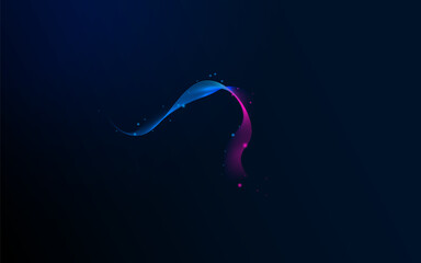Poster - Abstract Glowing Wave with Particles on Dark Background