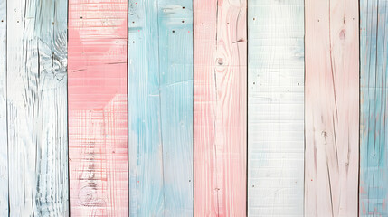 Poster - Colorful wooden planks arranged in a vertical pattern, showcasing pastel hues and textures