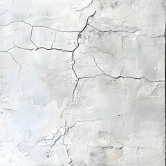 Poster - Cracked white wall texture with visible fissures, ideal for backgrounds and design projects