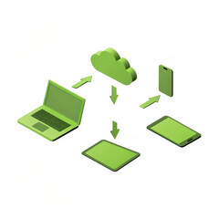 Poster - cloud based file storage system with synchronization across devices, showcasing laptop, tablet, and smartphone