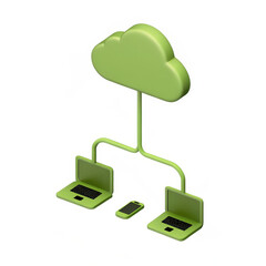 Poster - Cloud storage system with laptops and mobile device connected