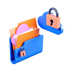 Poster - cloud storage concept featuring locked folder, symbolizing data security and privacy