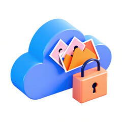 Poster - Cloud storage concept with lock icon, symbolizing data security and privacy