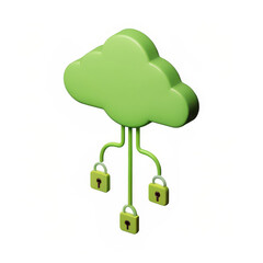 Poster - green digital cloud with secure locks symbolizes data protection and privacy