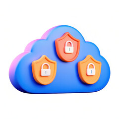 Poster - digital cloud with secure encryption icons, symbolizing data protection and security