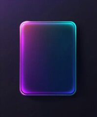 Wall Mural - a glowing blue rectangle with neon light border, rounded corners and light effects on a simple and p