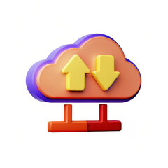 Poster - colorful cloud icon with upload and download arrows symbolizes data transfer