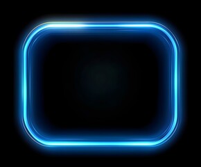 Wall Mural - a glowing blue rectangle with neon light border, rounded corners and light effects on a simple and p