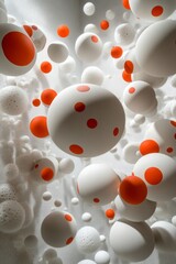Canvas Print - playful abstract background, red and white polka dots of various sizes with a clear section